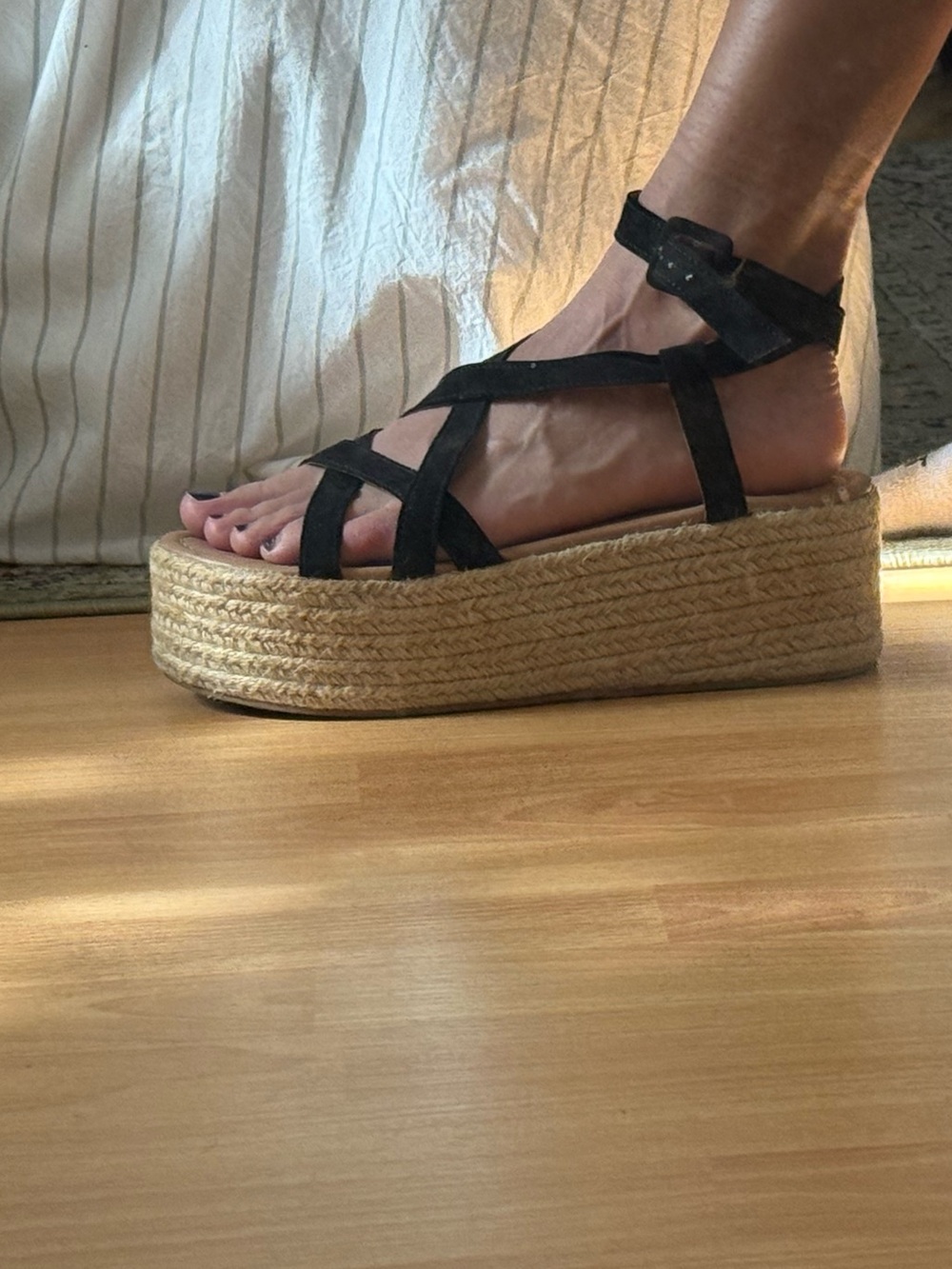 Urban Outfitters Black Strappy Espadrille Platform Sandals